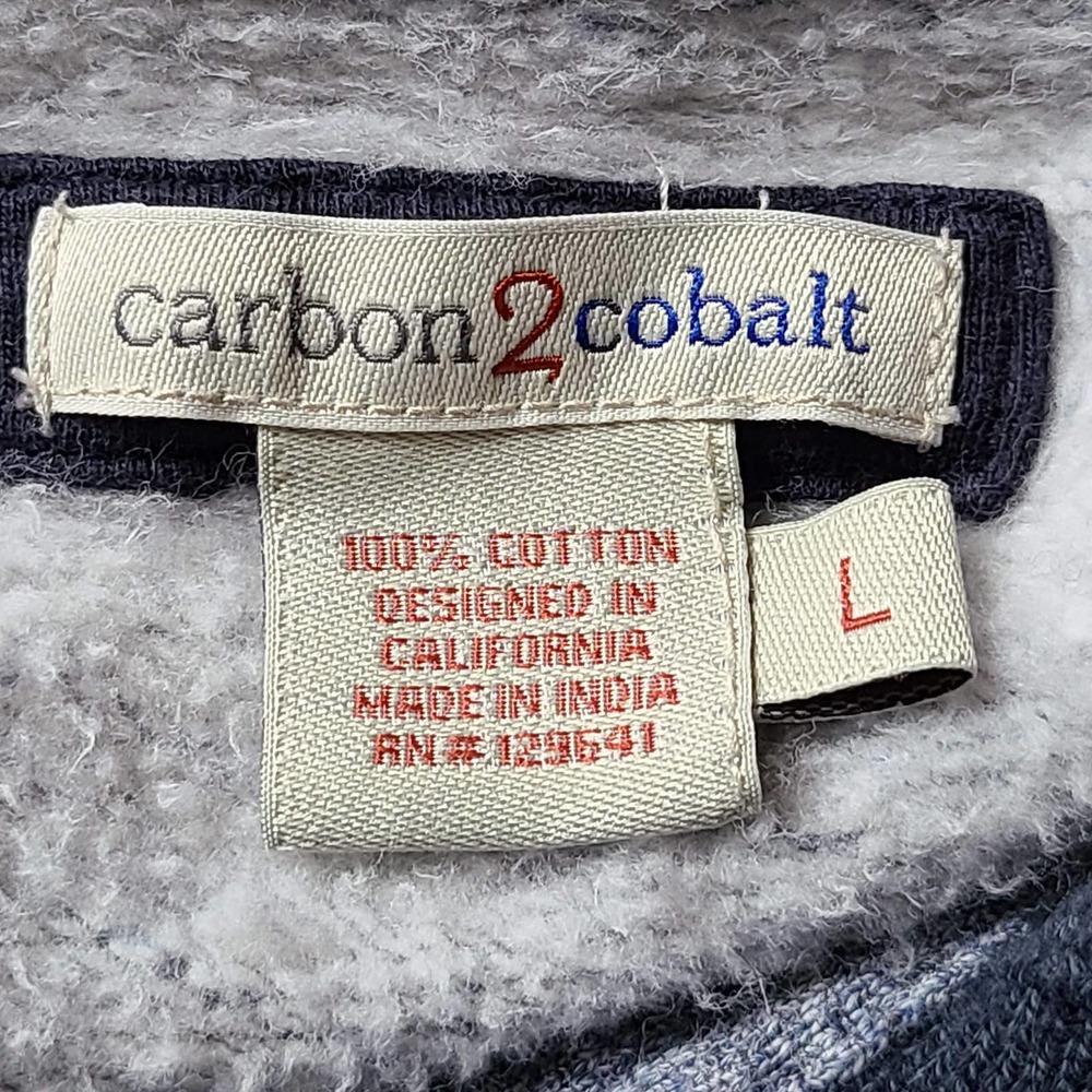 CARBON2COBALT Gray Navy Fleece‎ Lined Zip Front Henley Pullover 144376 Large - Picture 9 of 11